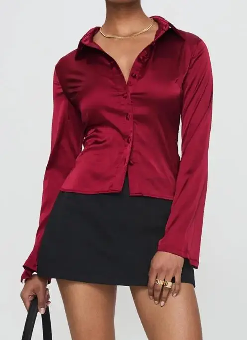 

Y2K Spicy Girl Style Long Sleeved Button Top Women's Shirt Women's Clothing 2025 Autumn and Winter