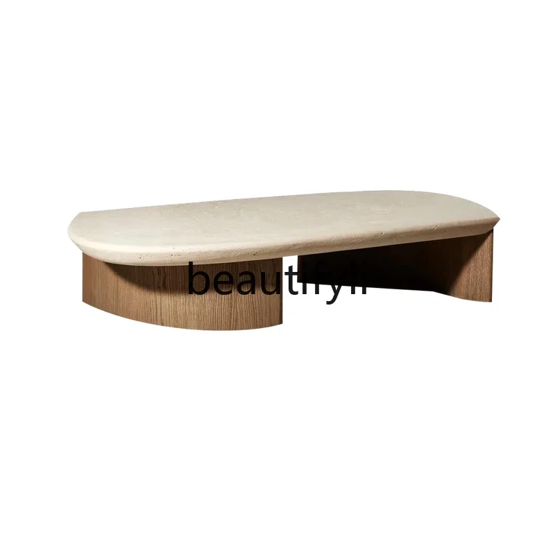 Special-shaped coffee table marble Internet celebrity travertine coffee table short