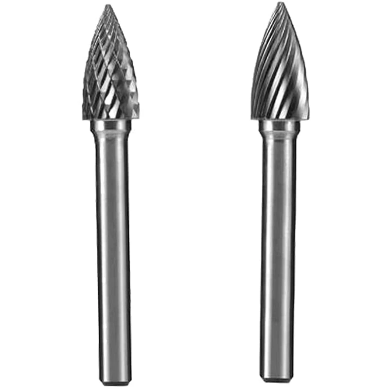 2 Pcs G Type 10Mm Cutting Dia Aluminum Cutting Tungsten Carbide Burr File With 1/4 Shank For Rotary Tool Or Die Grinder