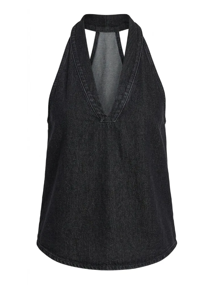 

Missuoo Women's Denim V-Neck Halter Sleeveless Loose Tank Top 2026 Summer Sexy Streetwear Cami Shirt Top for Summer & Vacation