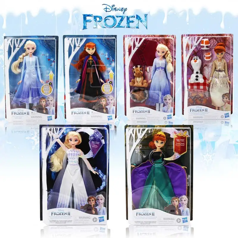 Oryginalny Disney Frozen 2 element ubioru do dźwięk i światło księżniczki mody anny śpiewającej lalka Model dziewczynka zabawka upominki świąteczne