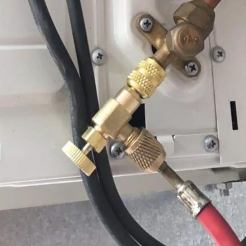 2PCS Air Conditioning Refrigerant Safety Valve R410A R22 1/4" Refrigeration Charging Safety Liquid Adapter Hand Tool Parts