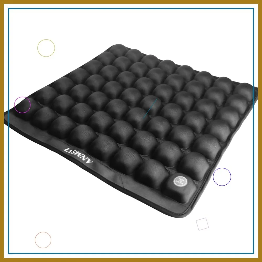 Inflatable Seat Cushion for Wheelchair, Car, Office - Adjustable Firmness for Coccyx and Sciatica Pain Relief, Grey Cover