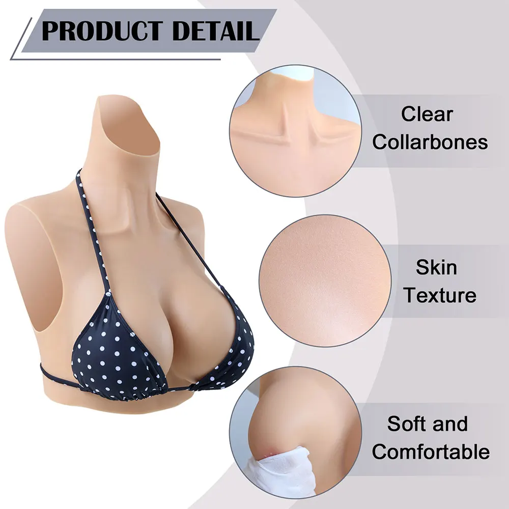 Silicone Breast Forms High Neck For Transgender BCDF Cup Realistic Large Fake Boobs Prosthesis Crossdresser Drag Queen Sale