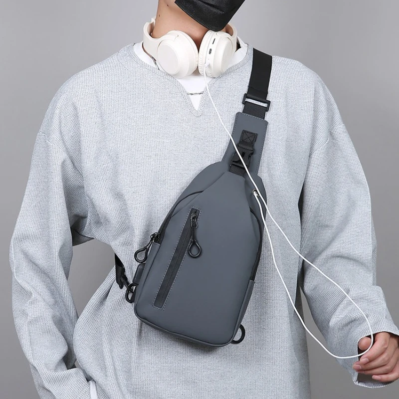 

Large Capacity Men's Shoulder Bag Outdoor Simple Crossbody Bag New Multifunctional USB Commuter Travel Chest Bag