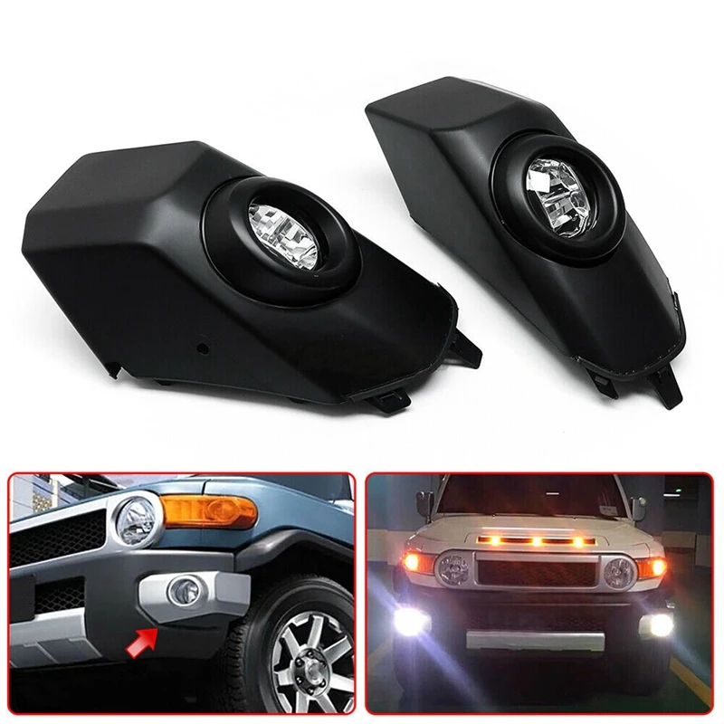 1 Pair Car LED Fog Light For-Toyota Fj Cruiser 2007-2014 Fog Lamp Frame DRL Daytime Running Light