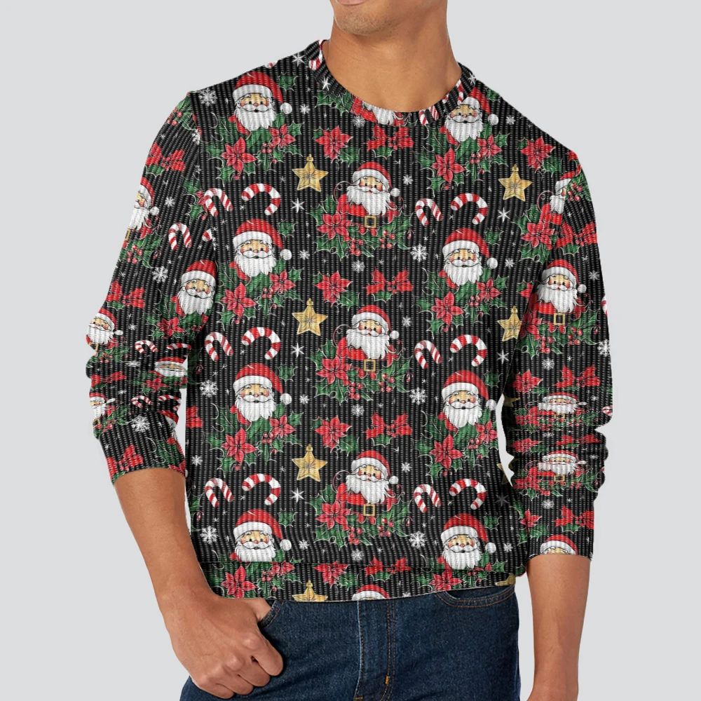 New autumn and winter fashionable sweater with Meteor Santa Claus print, warm men's and women's styles