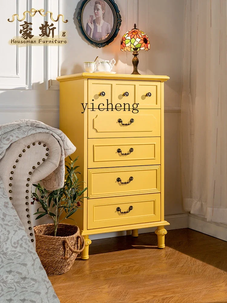 Zk Solid Wood Chest of Drawers Living Room 9 Chest of Drawers Bedroom Wall Storage Yellow of Drawers Chest of Drawer