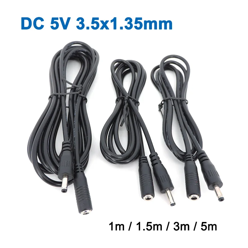 DC Female to Male Extension Cord 5V 2A 3.5x1.35mm / 12V 5A 5.5x2.1mm Plug Jack Connector Cable Power Supply Adapter Line