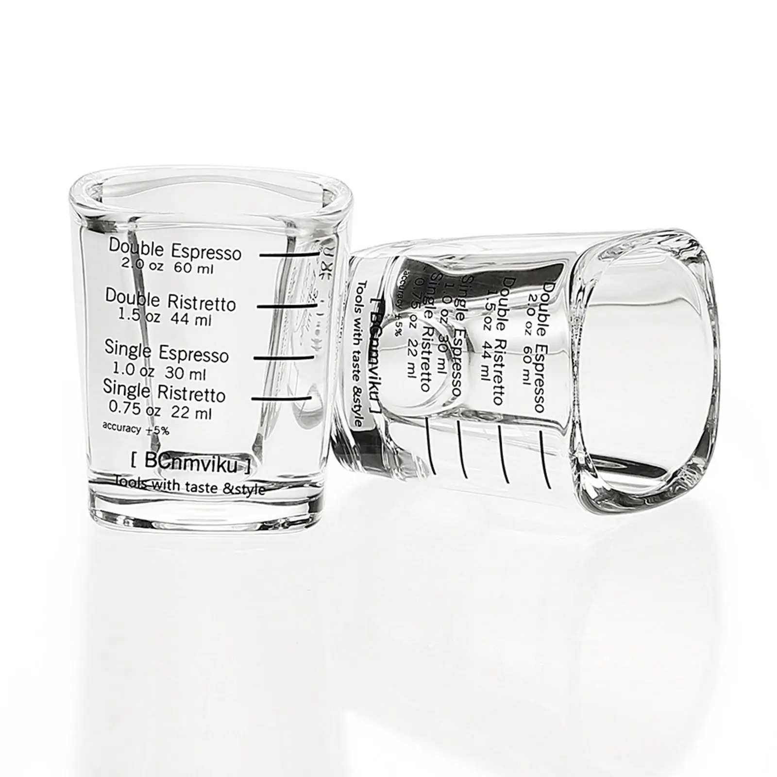 2xEspresso Shot Glasses Measuring Cup Liquid Heavy Glass for Baristas 2oz