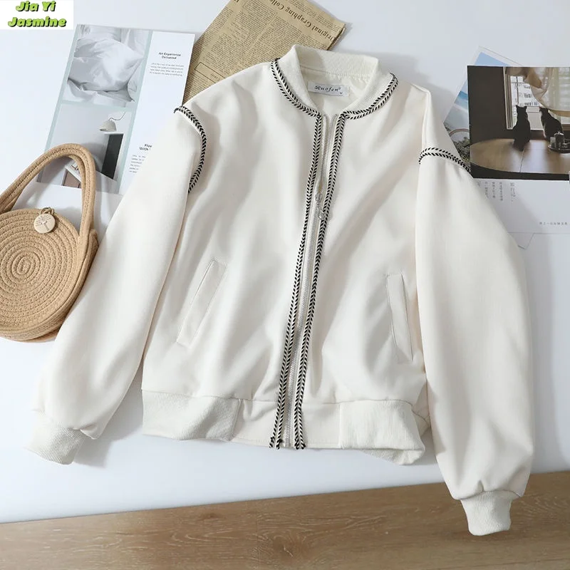 

Women's Spring and Autumn 2024 New Baseball Jacket Design Sense Outerwear Jacket Cold and Lazy Style