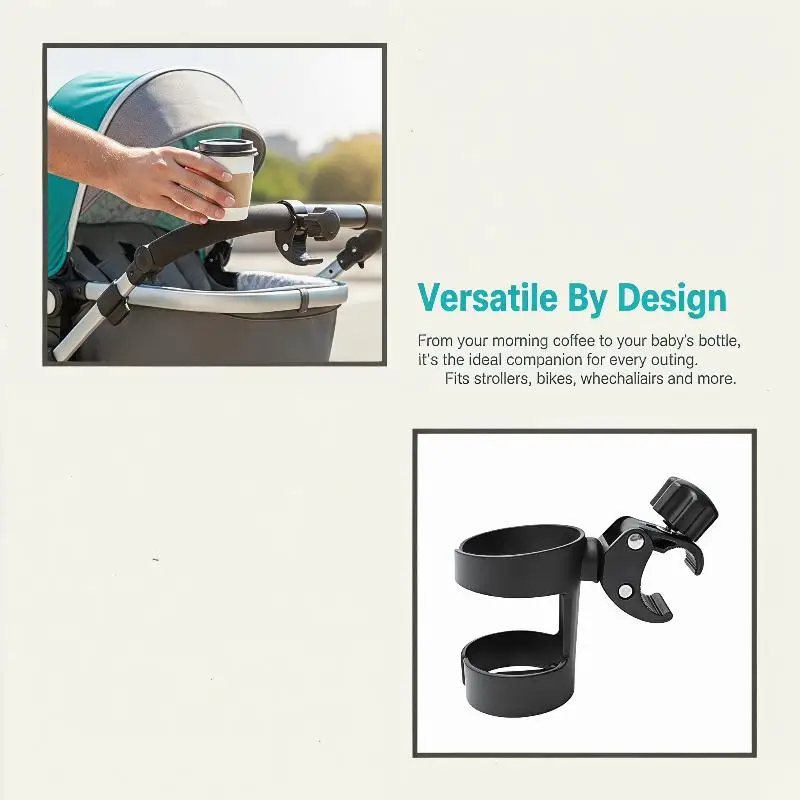 Universal Stroller Cup Holder for Baby Stroller Bike Water Bottle Compatibility with Adjustable Bracket