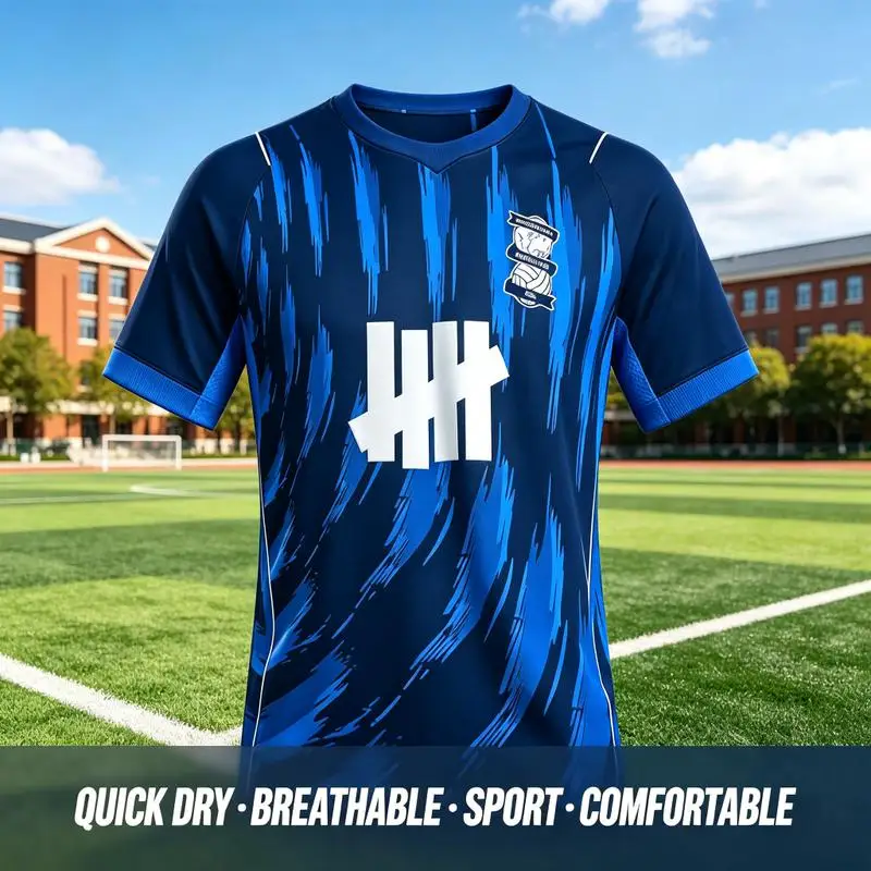 Birmingham City 26_27, neues Trikot für die neue Saison, T-Shirt, Fanartikel, für Herren und Damen, atmungsaktives, schnelltrocknendes Sportshirt, für Eltern und Kinder. – Detail 3