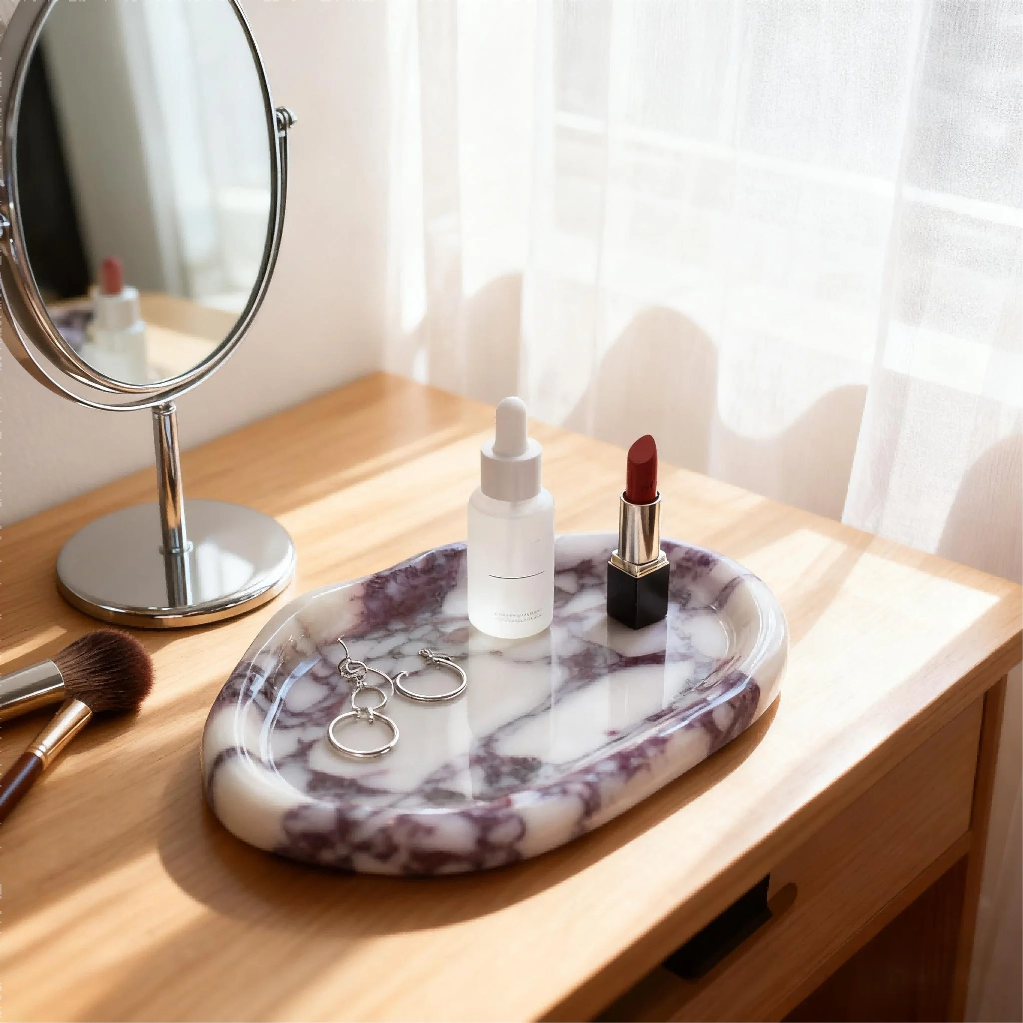 

Элегантный мраморный поднос неправильной формы, органайзер для хранения каменных скульптур для ювелирных изделий, ежедневный предмет, идеально подходит для домашнего декора, туалетный столик