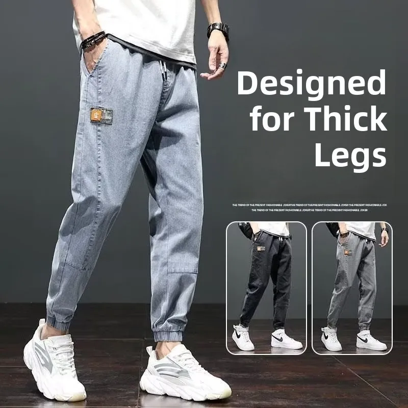 

Loose Casual Men's Jeans Summer Loose plus Size Nine-Piece Korean Version Trendy Cuffed Versatile Casual Men's Pants