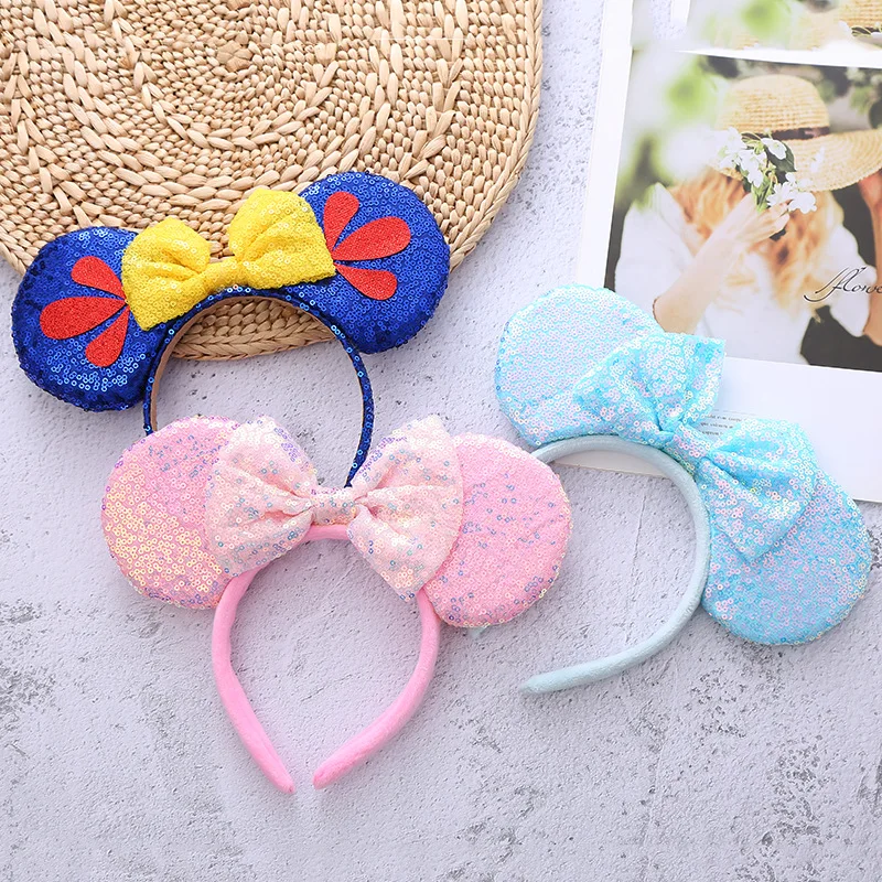 Fashion Mouse Ears Headband for Women Festival Party Cosplay Hairbands Girl Sequin Ears Hair Bow Hair Accessories Gift