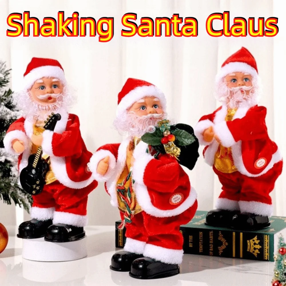 Nuevas decoraciones divertidas de Papá Noel de pie de alta calidad eléctricas con música Santa Claus Twerking estatuilla regalos de Papá Noel
