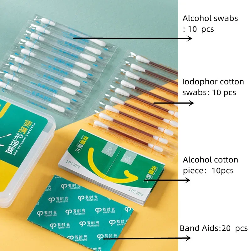 Cotonete de algodão médico descartável de iodo de madeira Vara multifuncional Barra portátil Cuidados de viagem ao ar livre