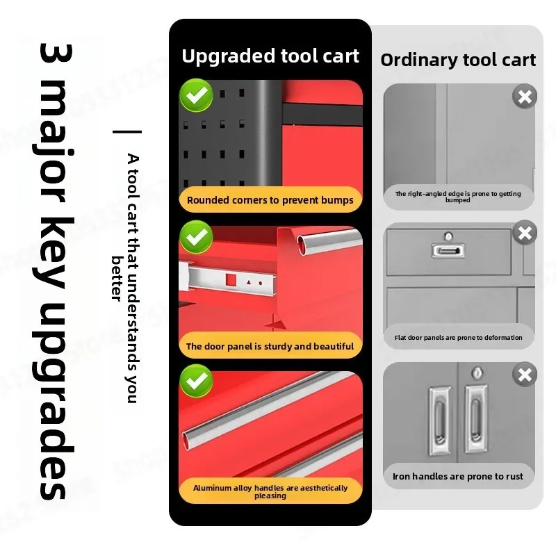 Auto Repair Tool Cart · Heavy Duty Enlarged Thickened Mobile Cart for Workshop Hardware Storage Garage Organizer
