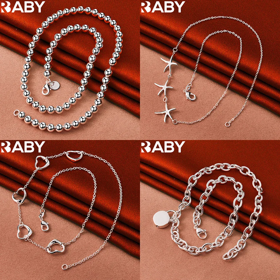 

URBABY 925 Sterling Silver 45cm Geometric Necklace For Women Men Charm Trend Birthday Gifts Fashion Party Fine Jewelry