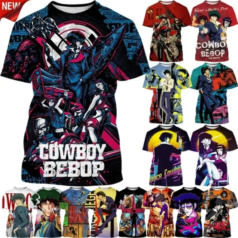 Anime Cowboy Bebop 3D Printed T-shirt Streetwear Hip-hop Punk Casual T-shirt Tops Men's Clothing Quality Haikyuu T-shirt for Men