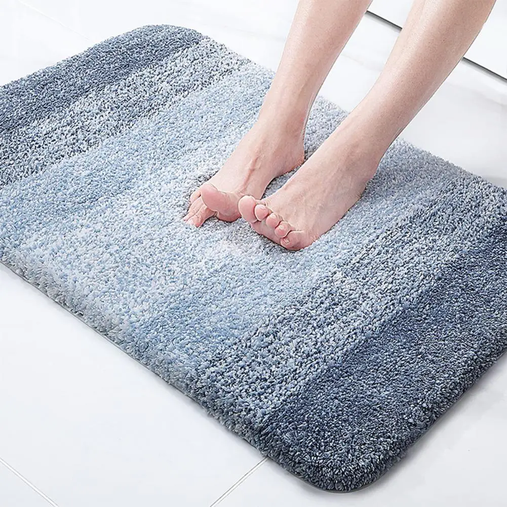 Super Absorbent Bath Mat Fluffy Microfiber Bath Mat Colorblock Indoor Entrance Door Mat with Strong Water for Room for Foot