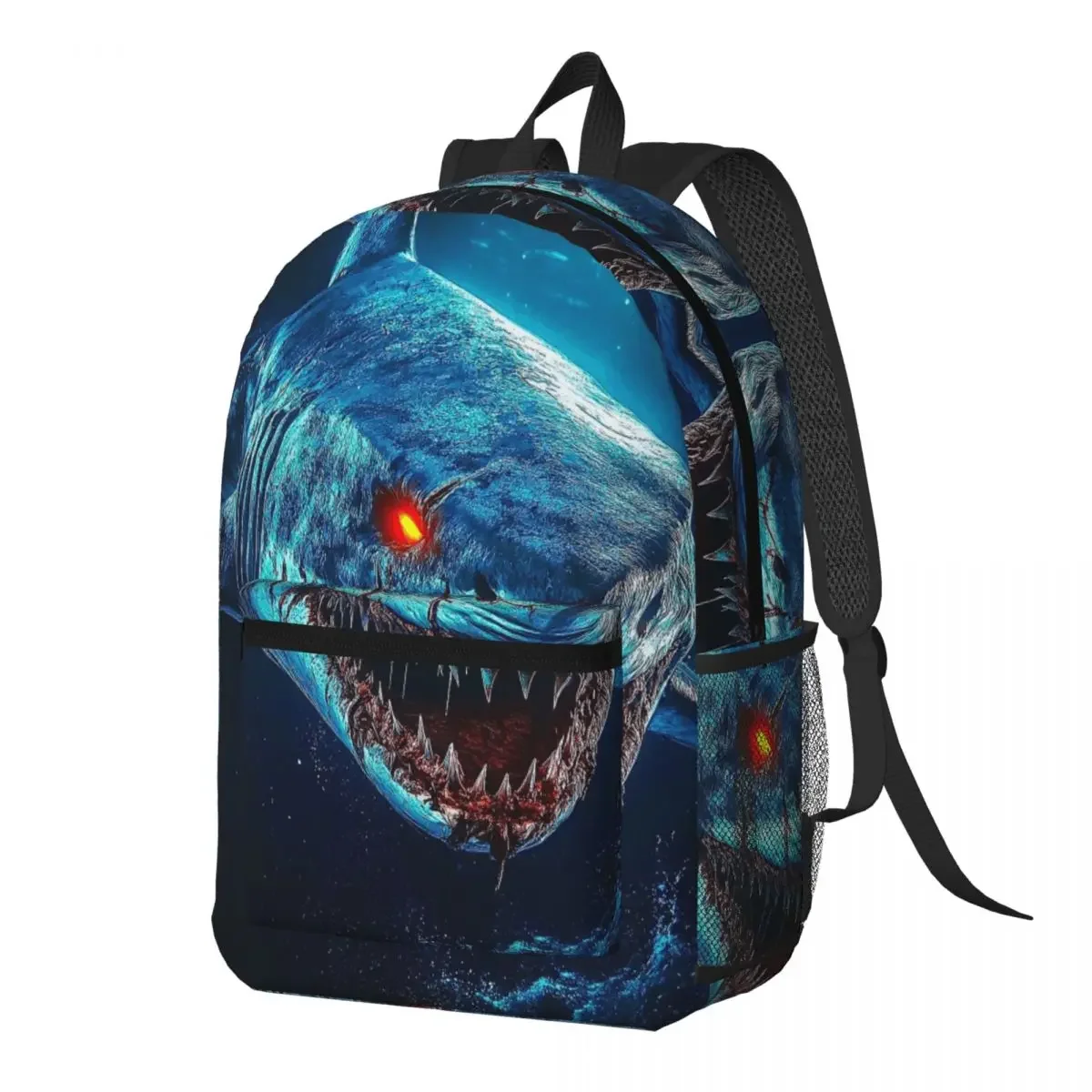 Great Shark Open Its Mouth Cartoon Backpack Daypack Large Capacity Kids BookBag School Bag Shoulder Bags for Men Women