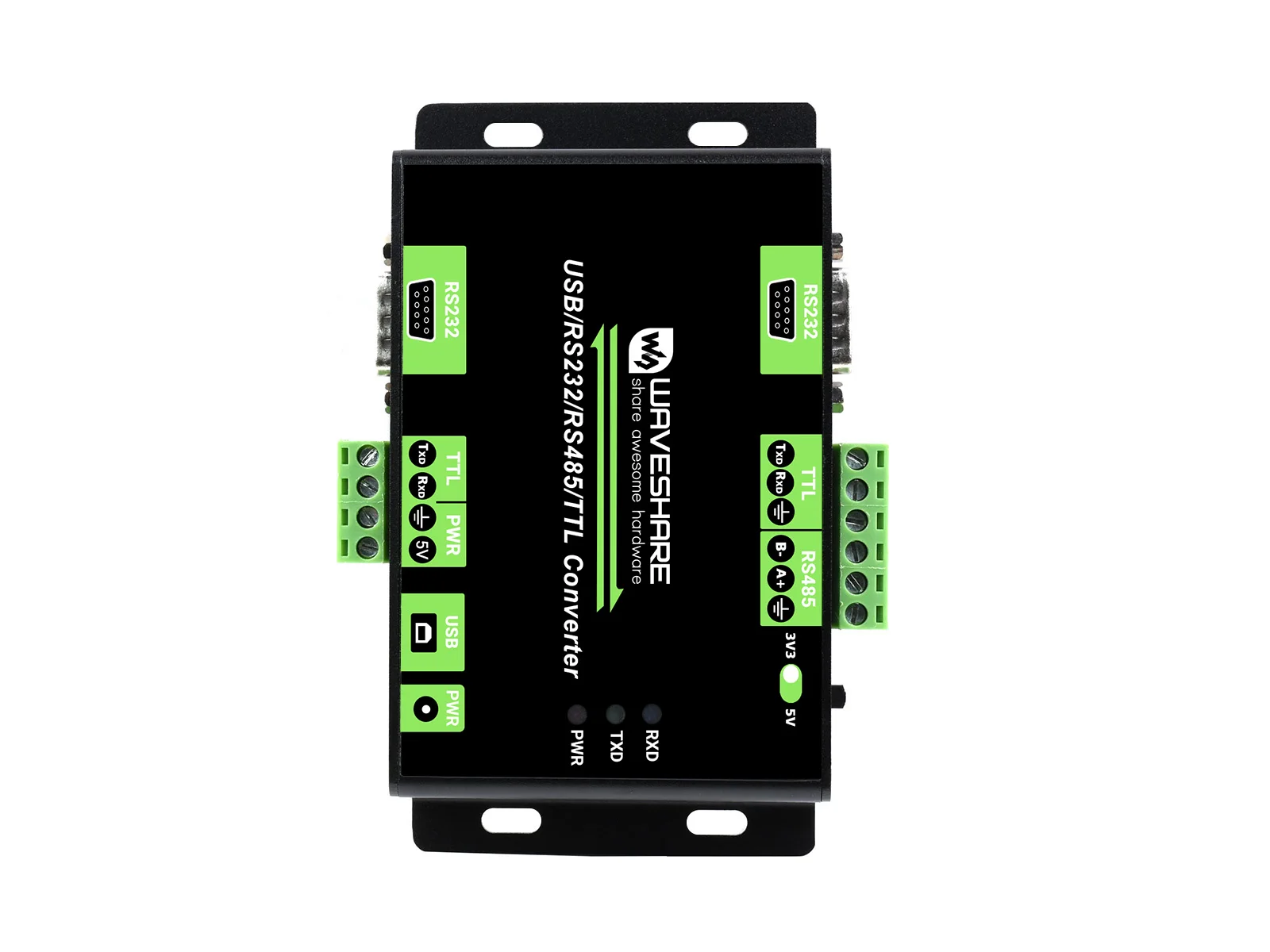 

Waveshare Industrial Isolated Multi-Bus Converter, USB / RS232 / RS485 / TTL, Communication between different buses