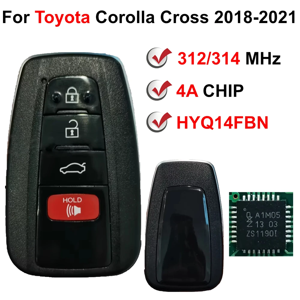 312/314 MHz 4A Chip HYQ14FBN 8990H-12010 Smart Key For Toyota Corolla Cross 2018 2019 2020 2021 For USA Brazil Market