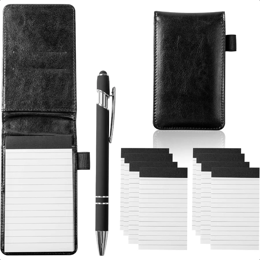 Set di 10 supporti per blocco note piccoli, quaderno tascabile da 3 x 5 pollici con penna