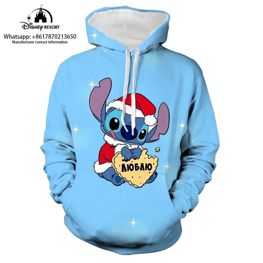 Stitch Cartoon 2022 New Christmas Collection Hoodie Women\'s Streetwear Fall Long Sleeve Disney Branded Casual Sweatshirt Y2K