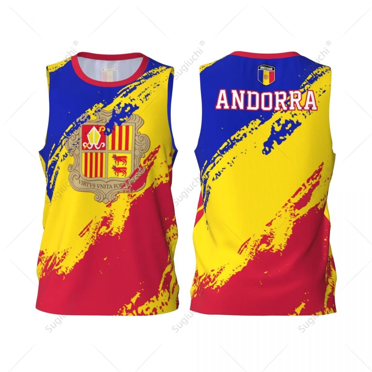 Men Basketball Sports Andorra Flag Running Fitness Multifunction Jersey Sleeveless shirt Custom Name Nunber Exclusive