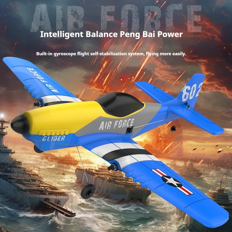 New Kf602 Three Channels Remote Control Aircraft P51d Mustang Fighter Fixed Wing Model Remote Control Electric Aircraft Toy Gift