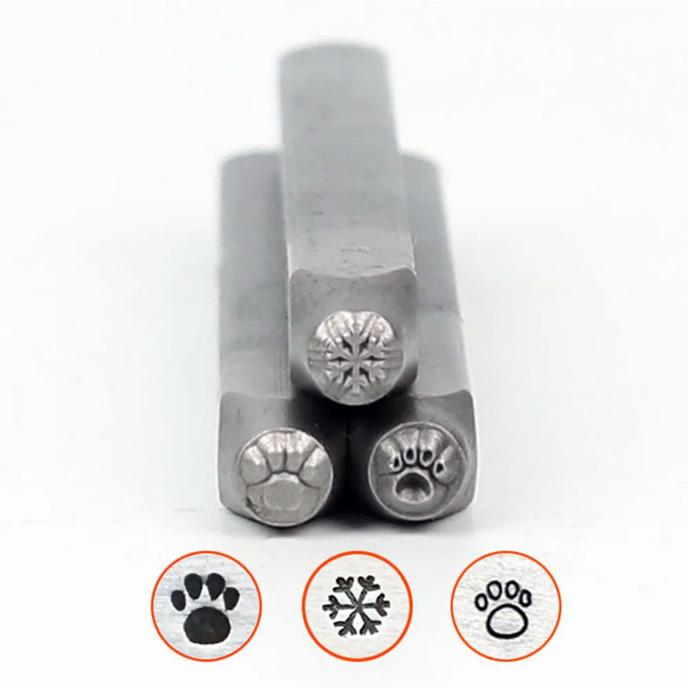 BateRpak 3MM Solid Footprint Metal Jewelry Design Stamps,Snow Pattern DIY Bracelet/jewelry symbols steel stamp