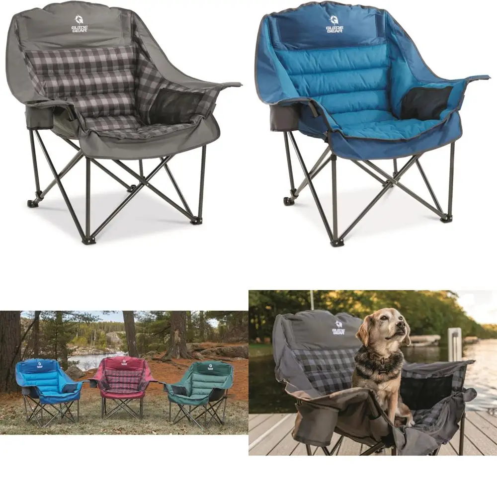 كرسي محمول كبير الحجم قابل للطي للاستخدام في الهواء الطلق والشاطئ والكبار، رائع للتخييم والاسترخاء