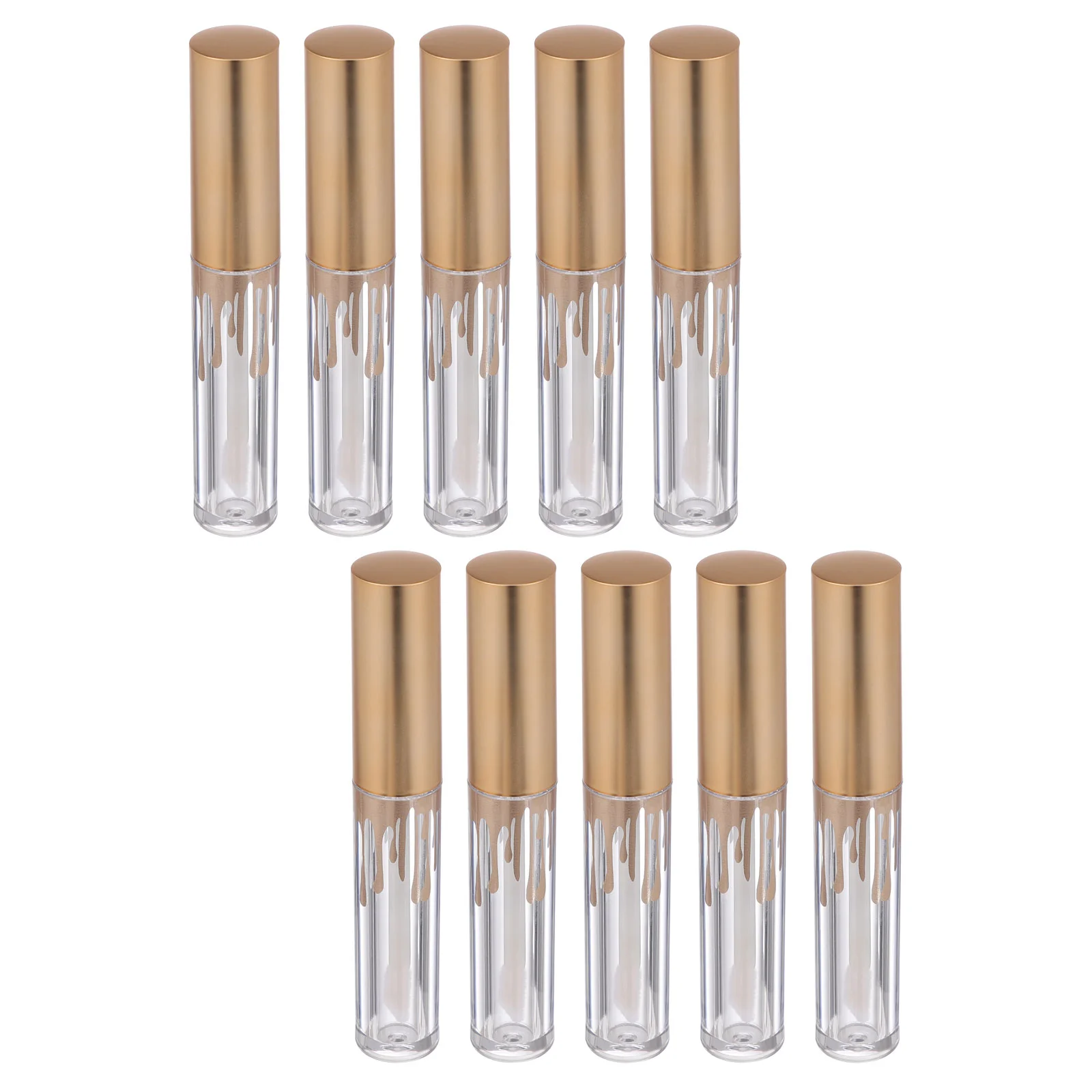 10 Pcs Lip Gloss Empty Tube Balm Bottles Tint Subpackage Tubes Containers Small Lipstick Gold