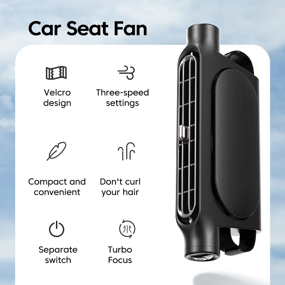 Portable Car Seat Cooling Fan Car Rear Backrest Electric Fan USB Power Supply Fan Air Conditioner Car Interior Accessories