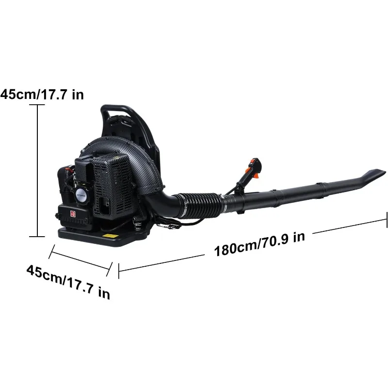 

Backpack Leaf Blower, 63CC 665 CFM 3HP 2-Stroke Engine Gas Leaf Blower, High Strength Gas Powered Snow Blower Dust
