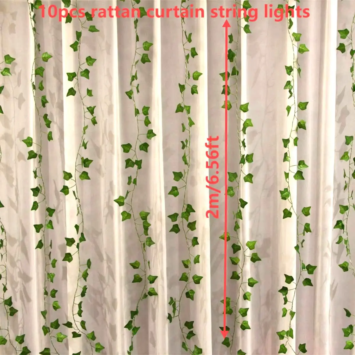 Christmas Lights Led Curtain Lights, Artificial Ivy Vine Curtain Lights (3m X 2m - 10 Vine Lights USB Powered) Holiday Decoration