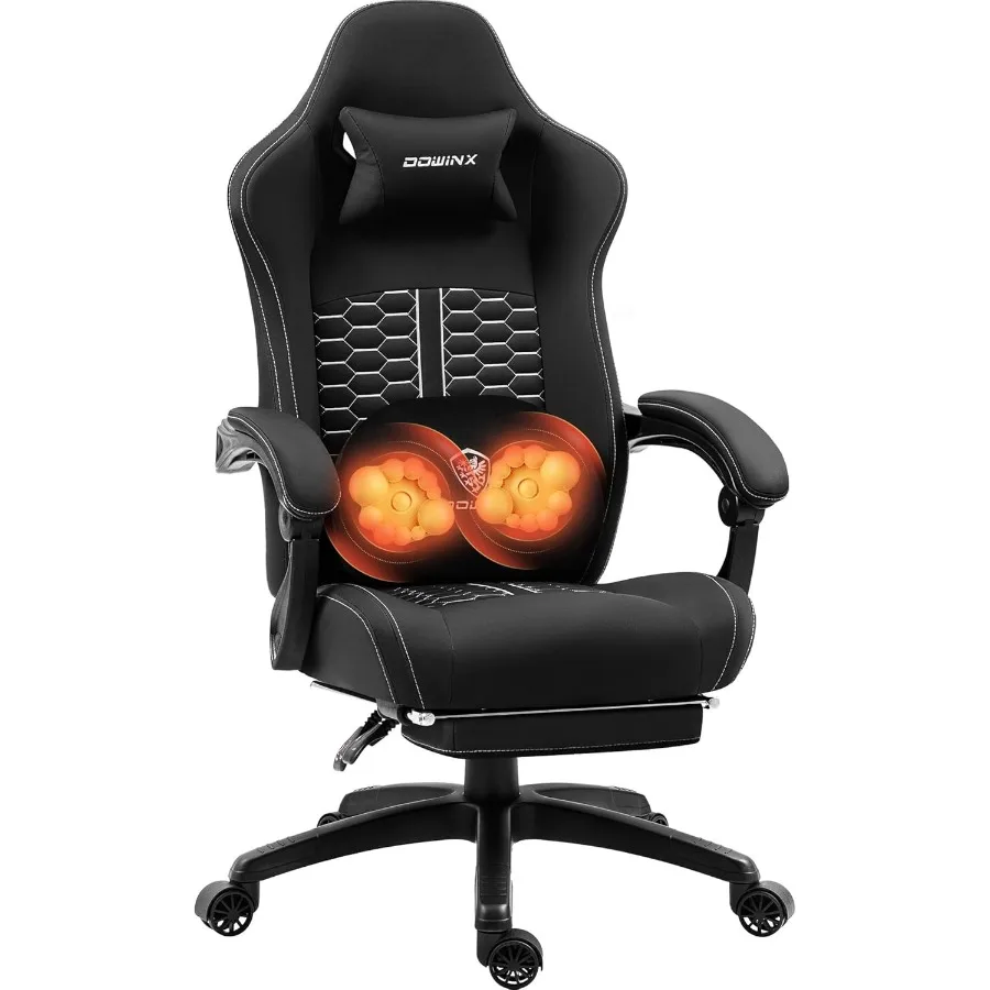 Gaming Chair with Heated Massage Lumbar Support Ergonomic Gaming Computer Chairs with Footrest and Pocket Spring Cushion Big an