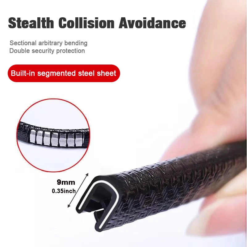 5 Meters Car U-Shaped Door Molding Trim Car Door Edge Guards Metal Clips Weatherstrip Protective Sharp Exterior Accessories