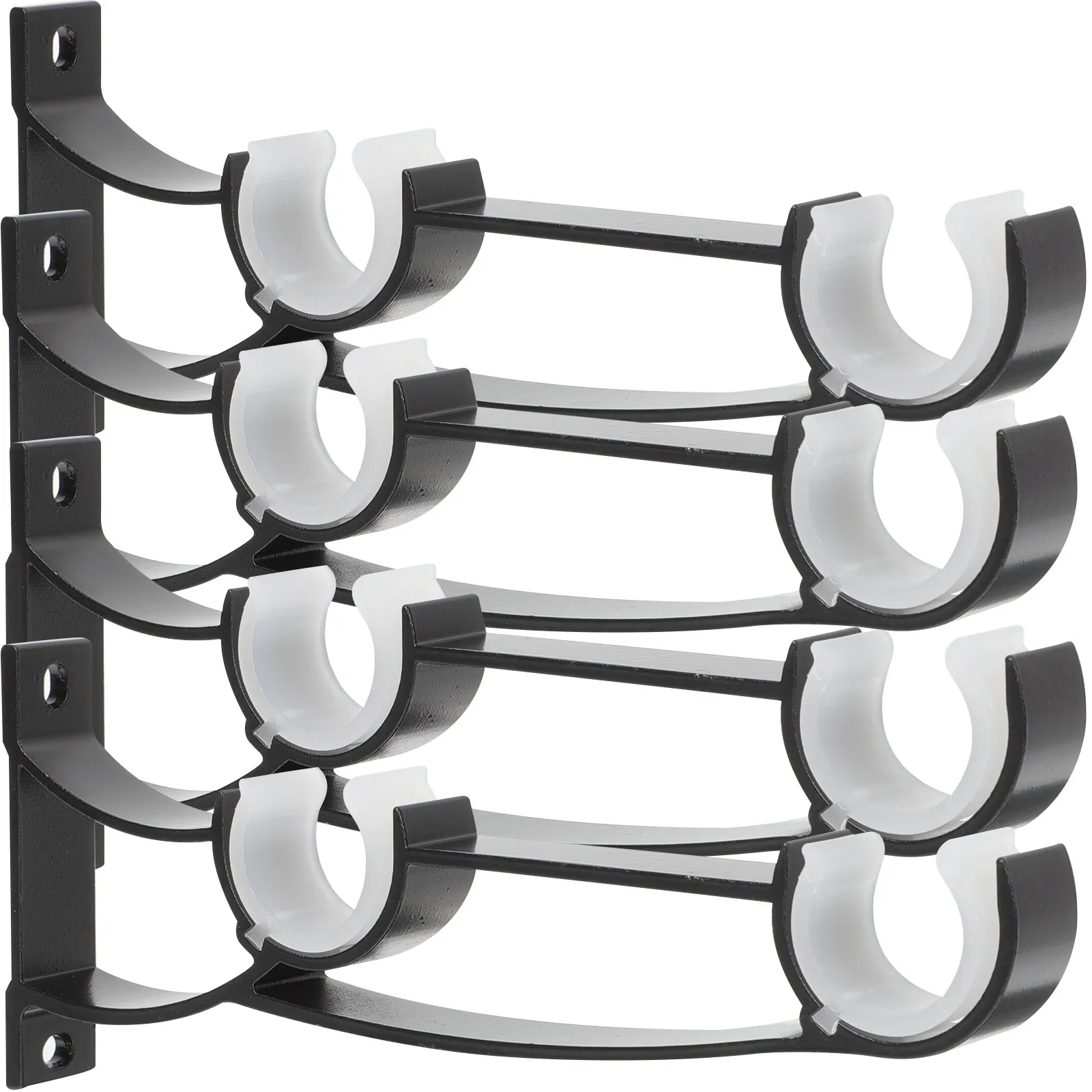 4Pcs Double Curtain Rod Brackets Aluminum Alloy Heavy Duty Curtain Holders Wall Mount Support for Drapery and Valance
