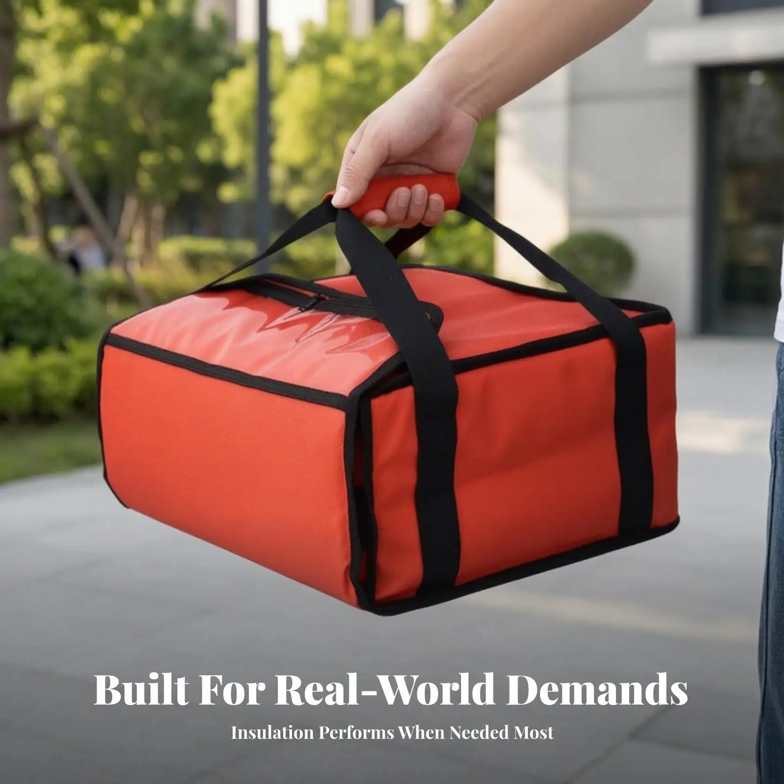 Waterproof Insulated Takeout Carrying | Reinforced strap Handles, for Restaurant Takeout