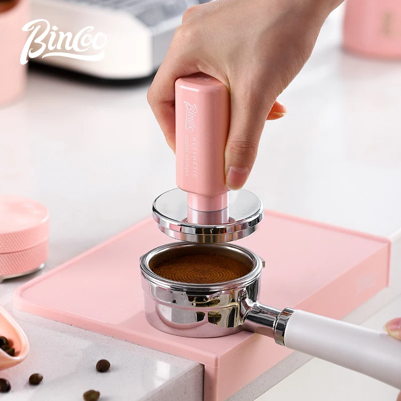 Bincoo Coffee Bar Mat Storage Utensil Water Filter Mat Pink Press Powder Pad Set Italian Powder Distributor Press