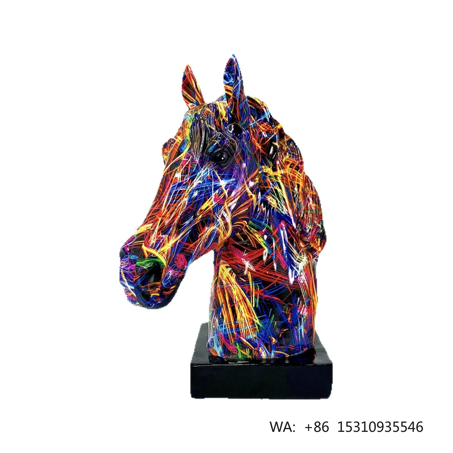 Ornements créatifs en résine en forme de tête de cheval, décorations de bureau, art de niche, mascotte de l'année du Cheval