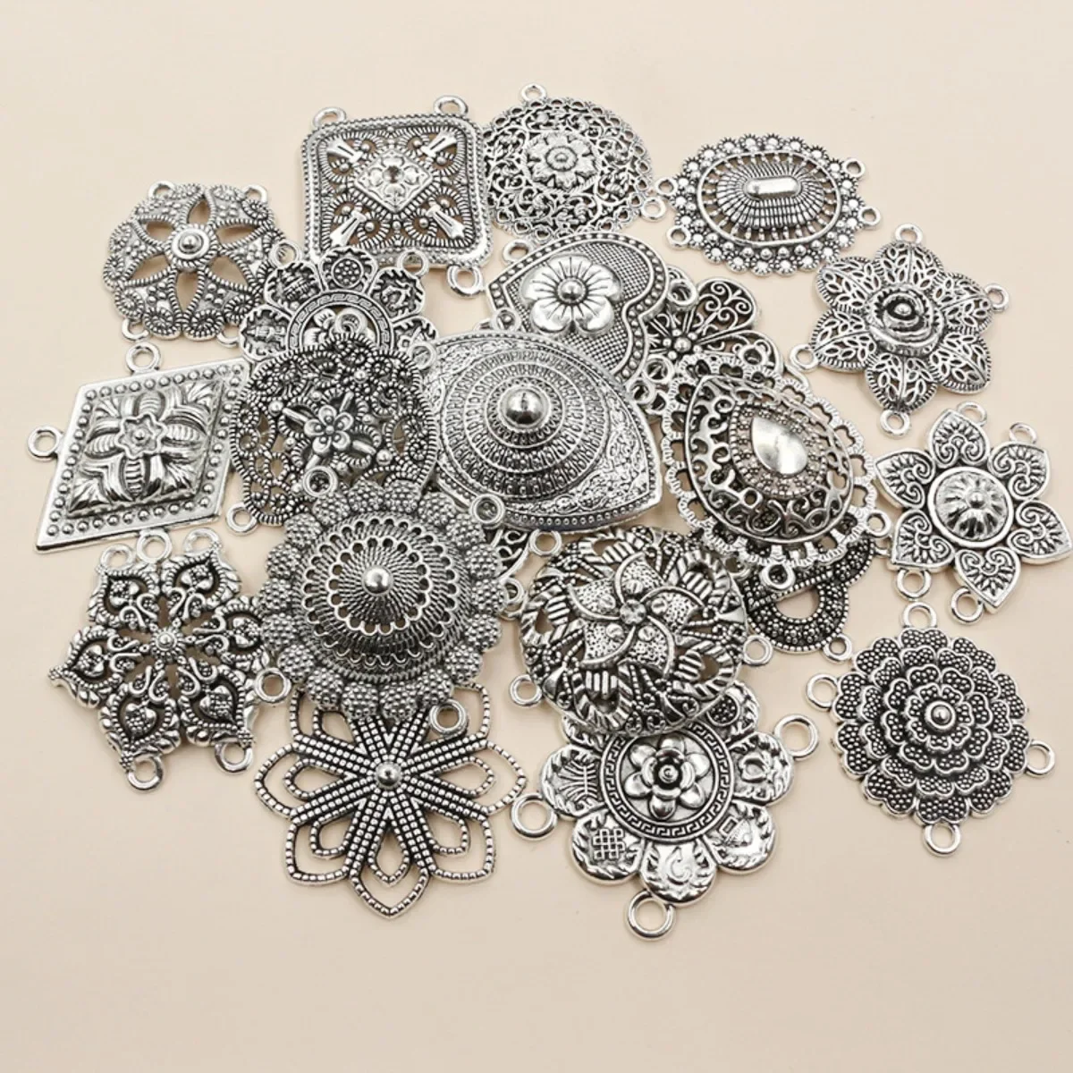 10 قطعة موصلات فضية تصميم متعدد الفتحات نتائج مجوهرات ذاتية الصنع لصنع سوار القلادة