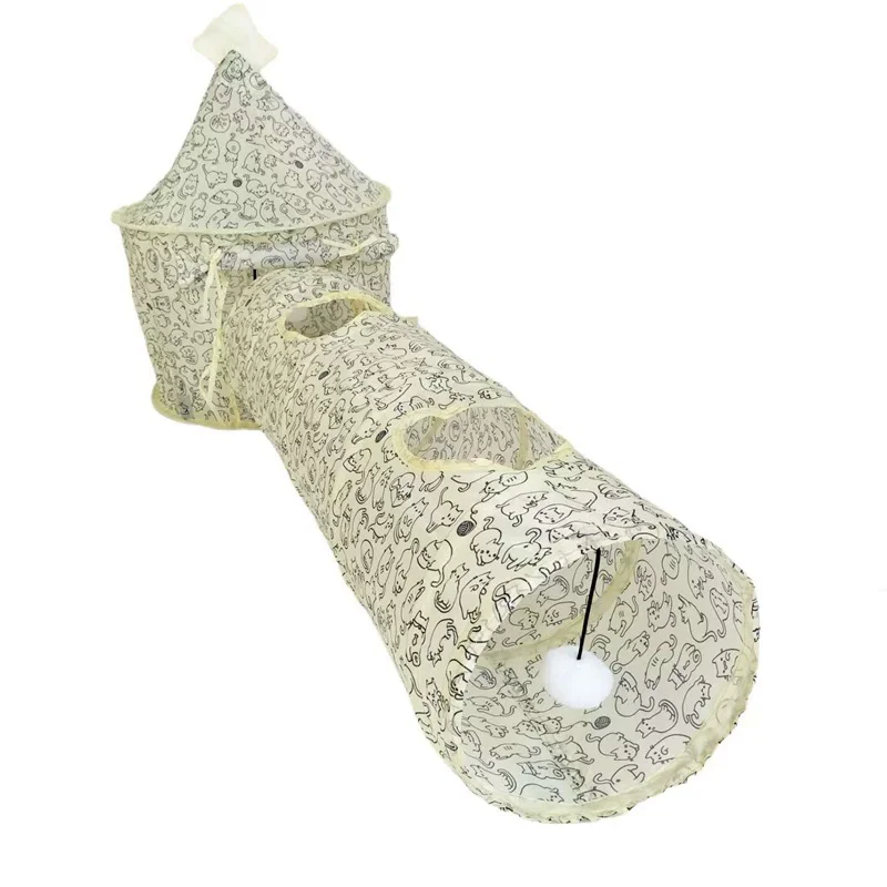 

Pet Play Tunnel Cubes Foldable Drill Barrel Bending Cat Kitty Indoor Tent Kitty Training Interactive Fun Toy Cat tunnel House