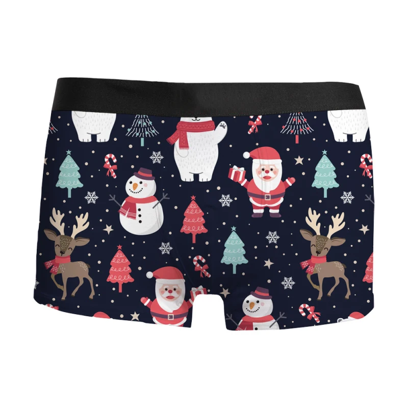 2024 new Christmas fashion intimo da uomo stampa 3D comfort traspirante con boxer a vita media