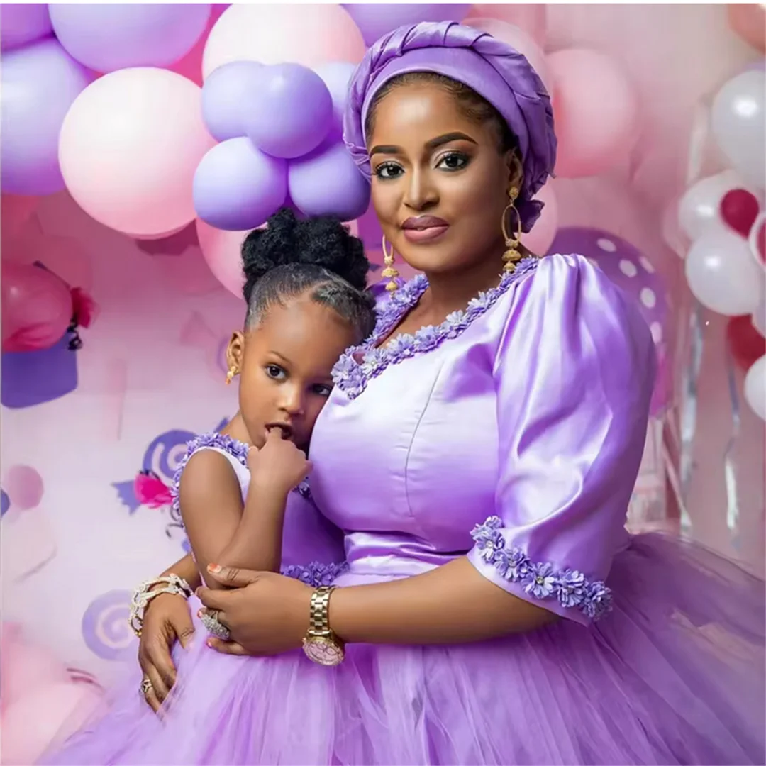 Vestidos de niña de flores de lavanda personalizados para boda, vestidos florales de satén sin mangas para niños, vestidos de cumpleaños para bebés, vestidos de primera comunión