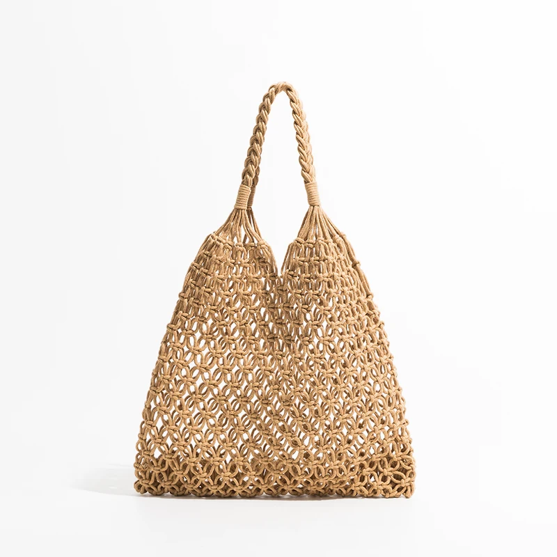 Mabula Elegante Straw Geweven Schouder Hobo Portemonnees Visnet Handgemaakte Strand Reizen Handtas 2022 Zomer Shopper Boodschappentassen